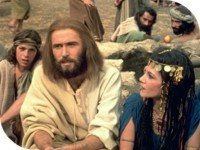 Jezus met vrouw in gesprek